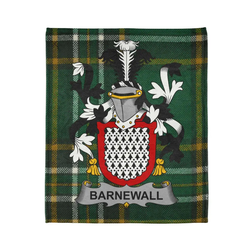 Barnewall Family Crest on Green Plaid Blanket