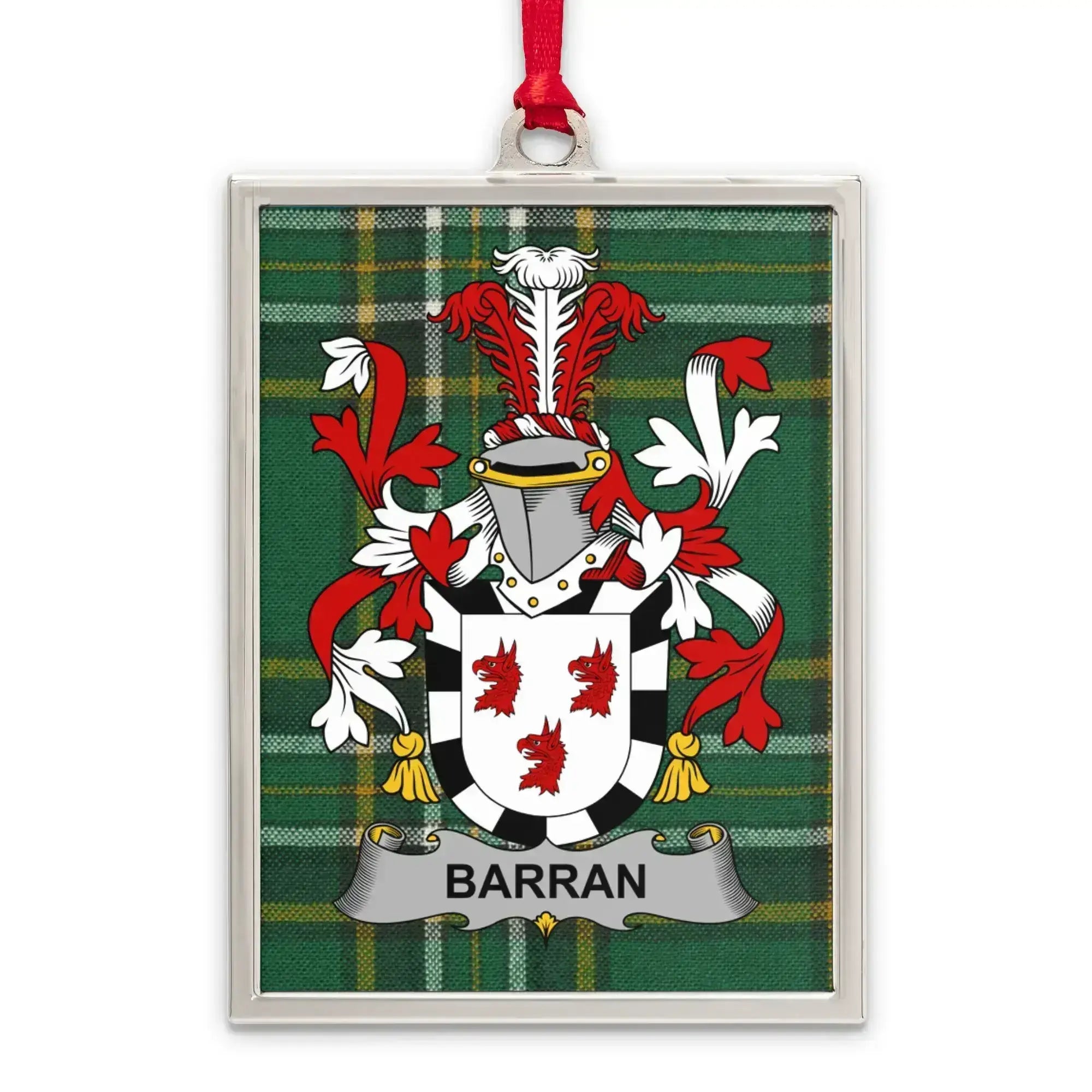 Barran Family Crest Plaid Design Hanging Ornament product