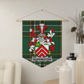 Barrington Irish family crest wall pennant — crest on the Irish national tartan
