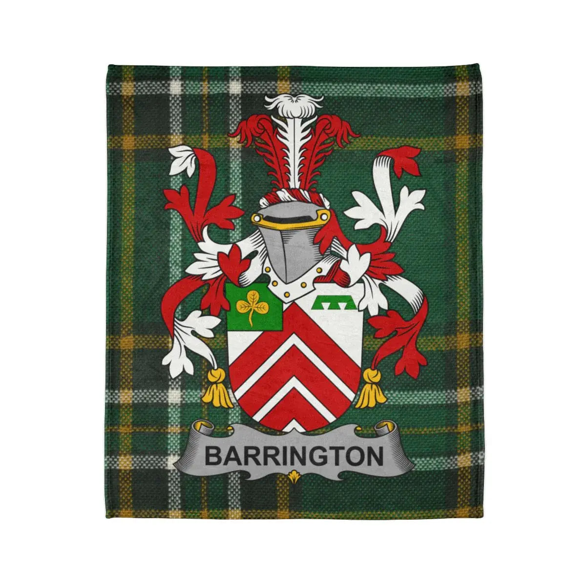 Barrington Family Crest Green Tartan Blanket