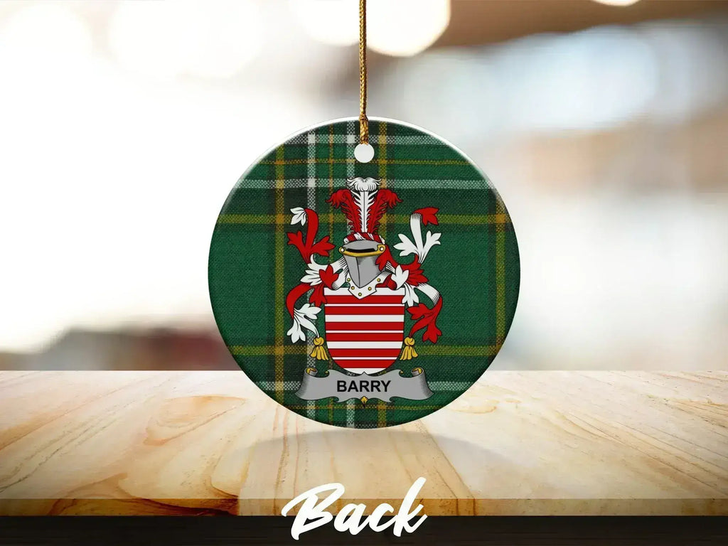 Barry Family Crest Plaid Pattern Ornament