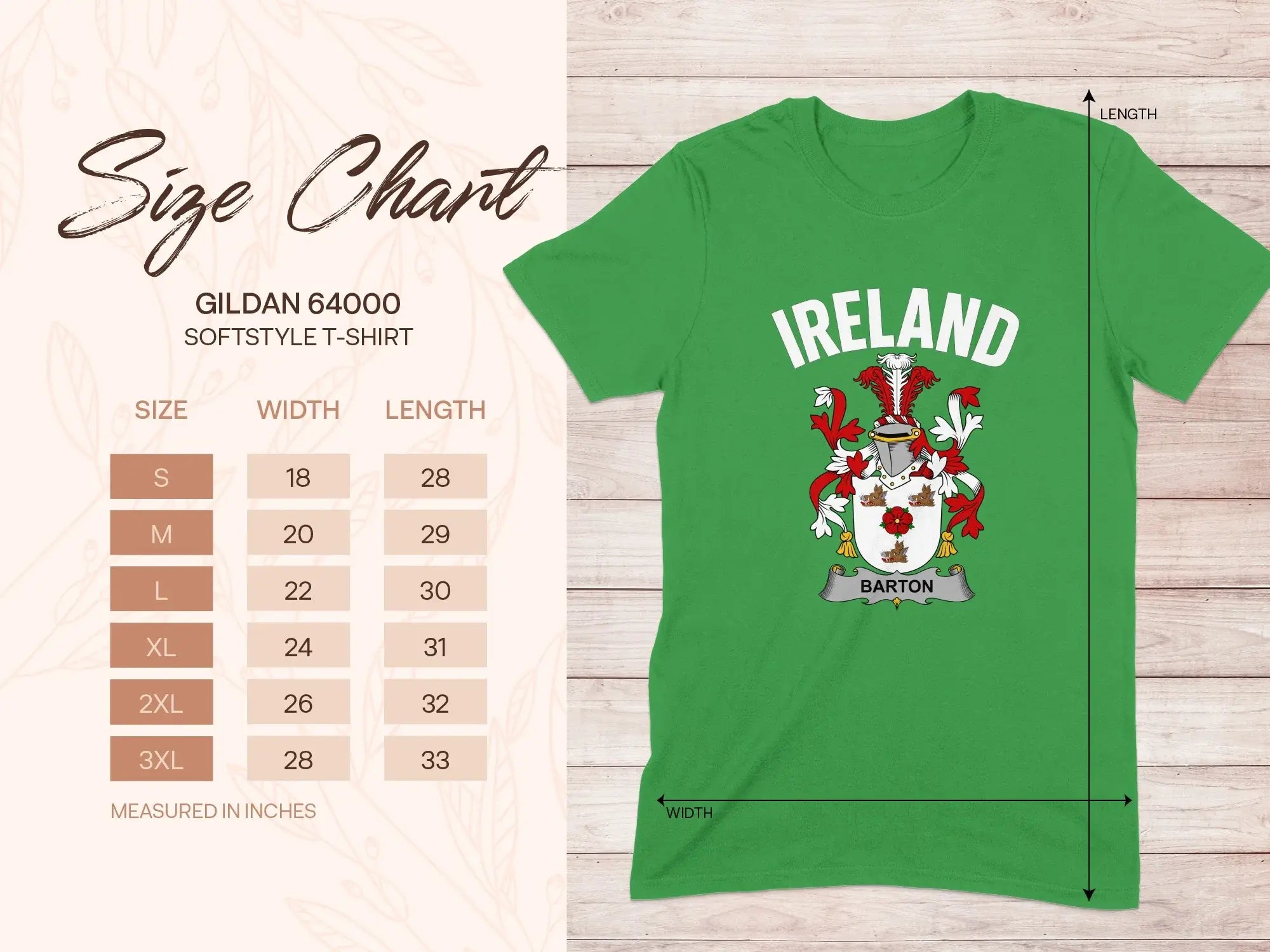 Ireland Green T-Shirt with Family Coat of Arms