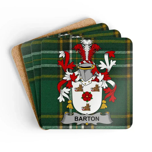 Barton Family Coat of Arms Tartan Coaster Set product
