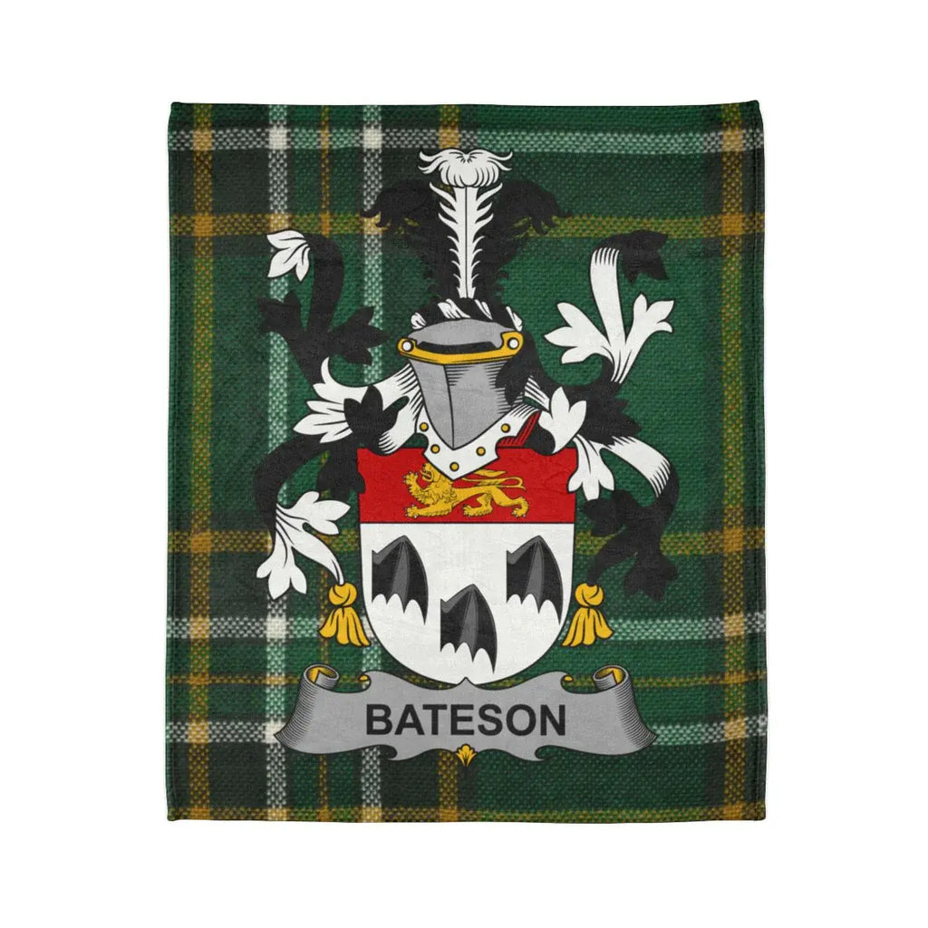 Bateson Family Crest Green Tartan Blanket