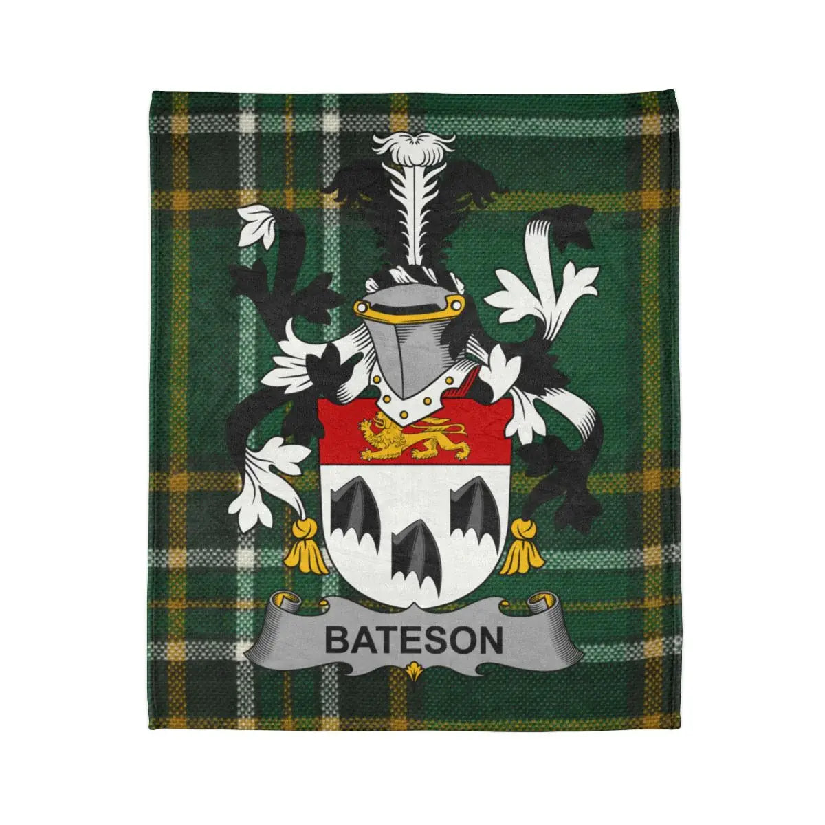 Bateson Family Crest Green Tartan Blanket