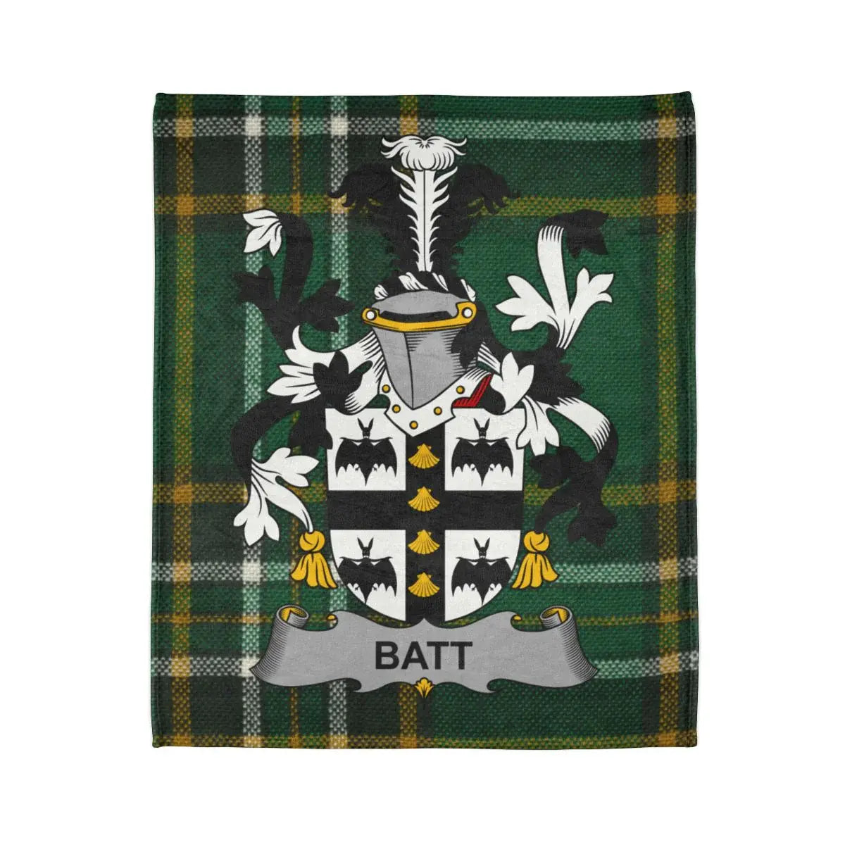 Personalized Batt Crest Green Plaid Blanket