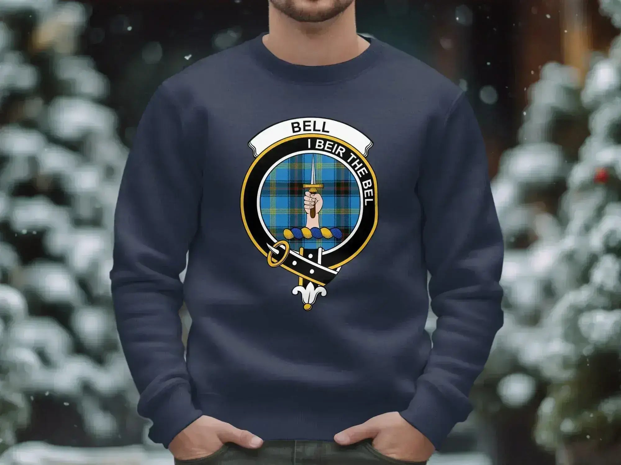Bell I Bear the Bell crest sweatshirt in forest green — Scottish heritage design, fleece S to 3XL