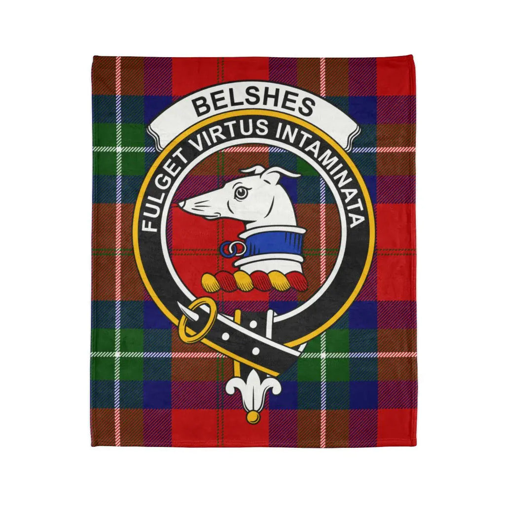 Scottish Clan Belshes Crest Plaid Tartan Blanket