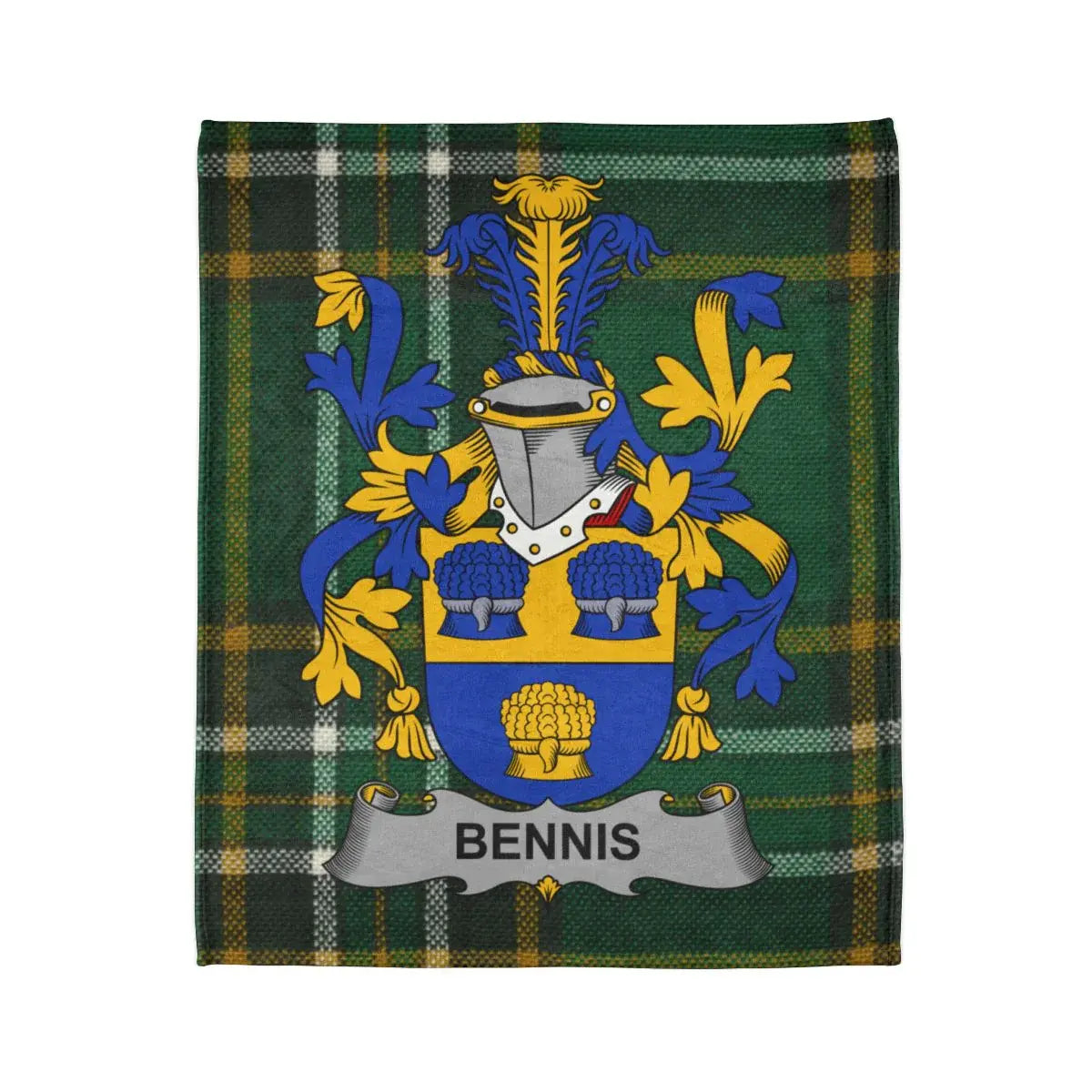 Bennis Family Crest Plaid Tartan Blanket Design