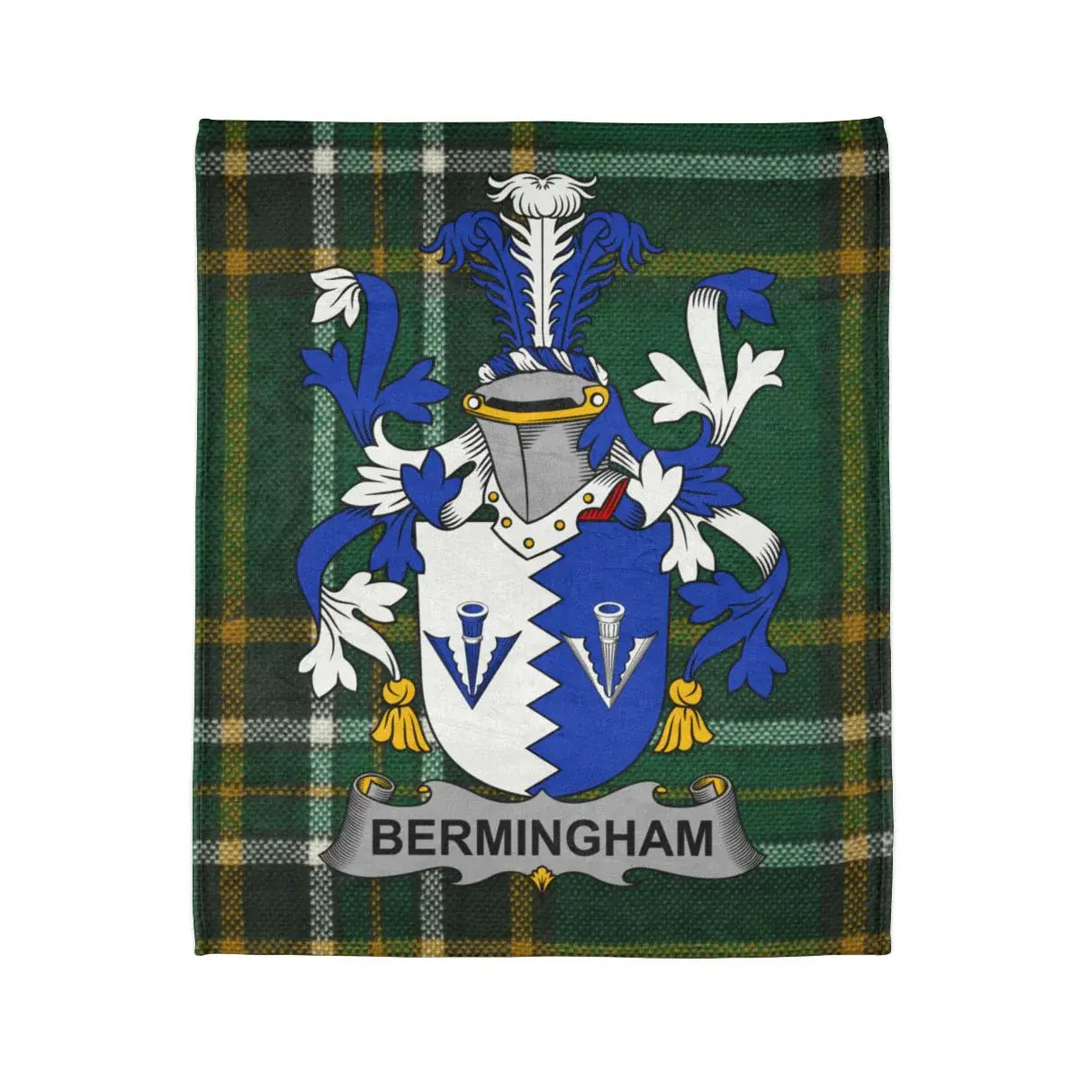 Bermingham Heraldic Shield Tartan Plaid Design Blanket