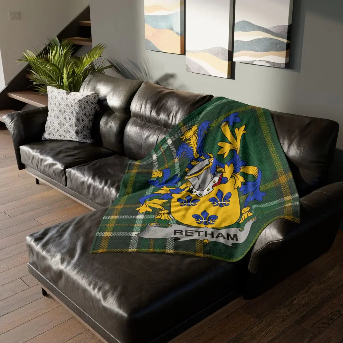 Personalized Betham Family Crest Throw Blanket
