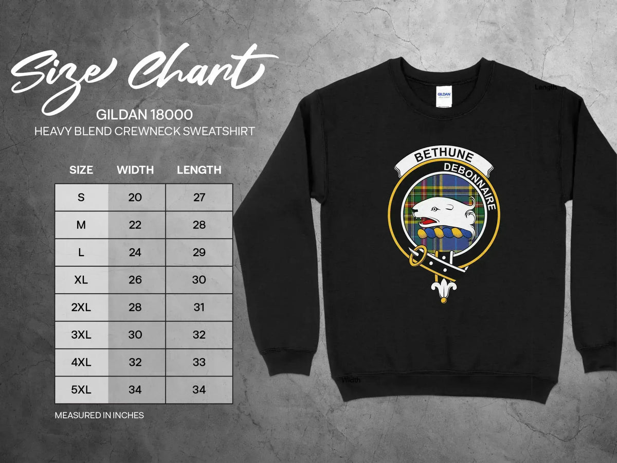 Clan Bethune Debonnaire crest crewneck sweatshirt — lifestyle view