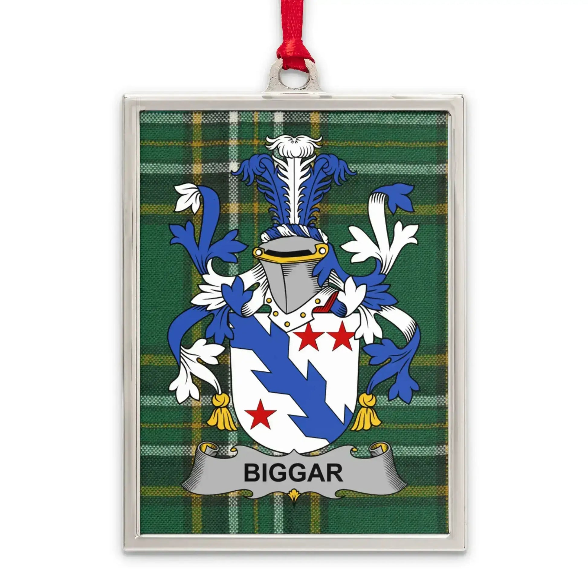 Biggar Family Crest Plaid Background Ornament product