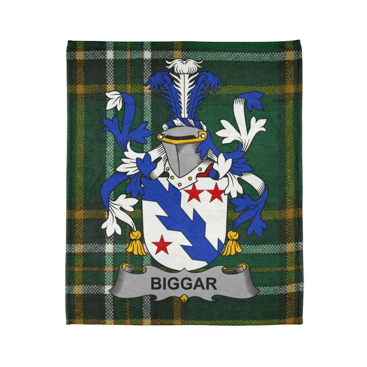 Biggar Family Crest Tartan Plaid Print Blanket