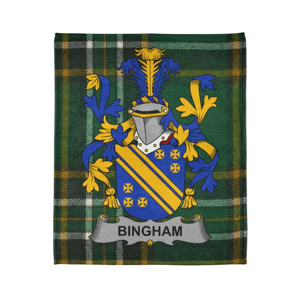 Bingham Family Crest Tartan Background Design Blanket