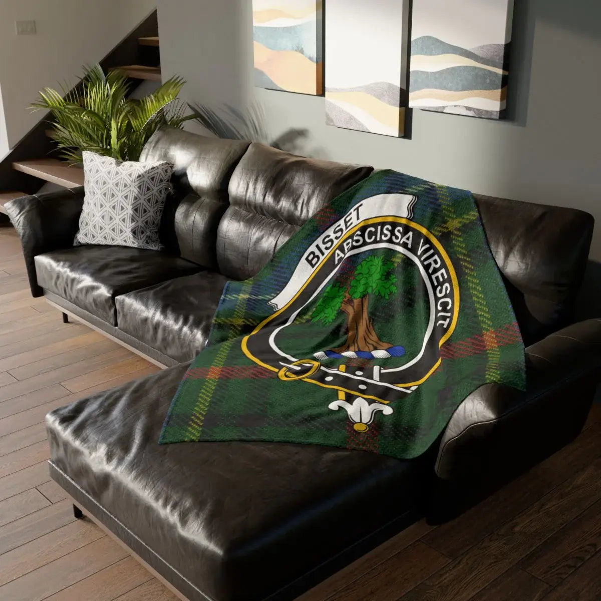 Bisset Couch Blanket with the Family Crest Design