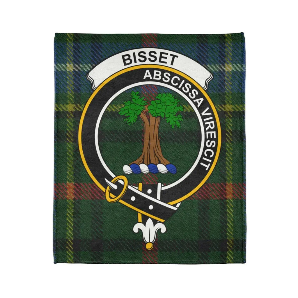 Bisset Clan Crest Tartan Pattern Throw Blanket