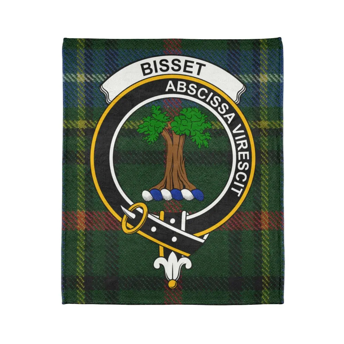 Bisset Clan Crest Tartan Pattern Throw Blanket
