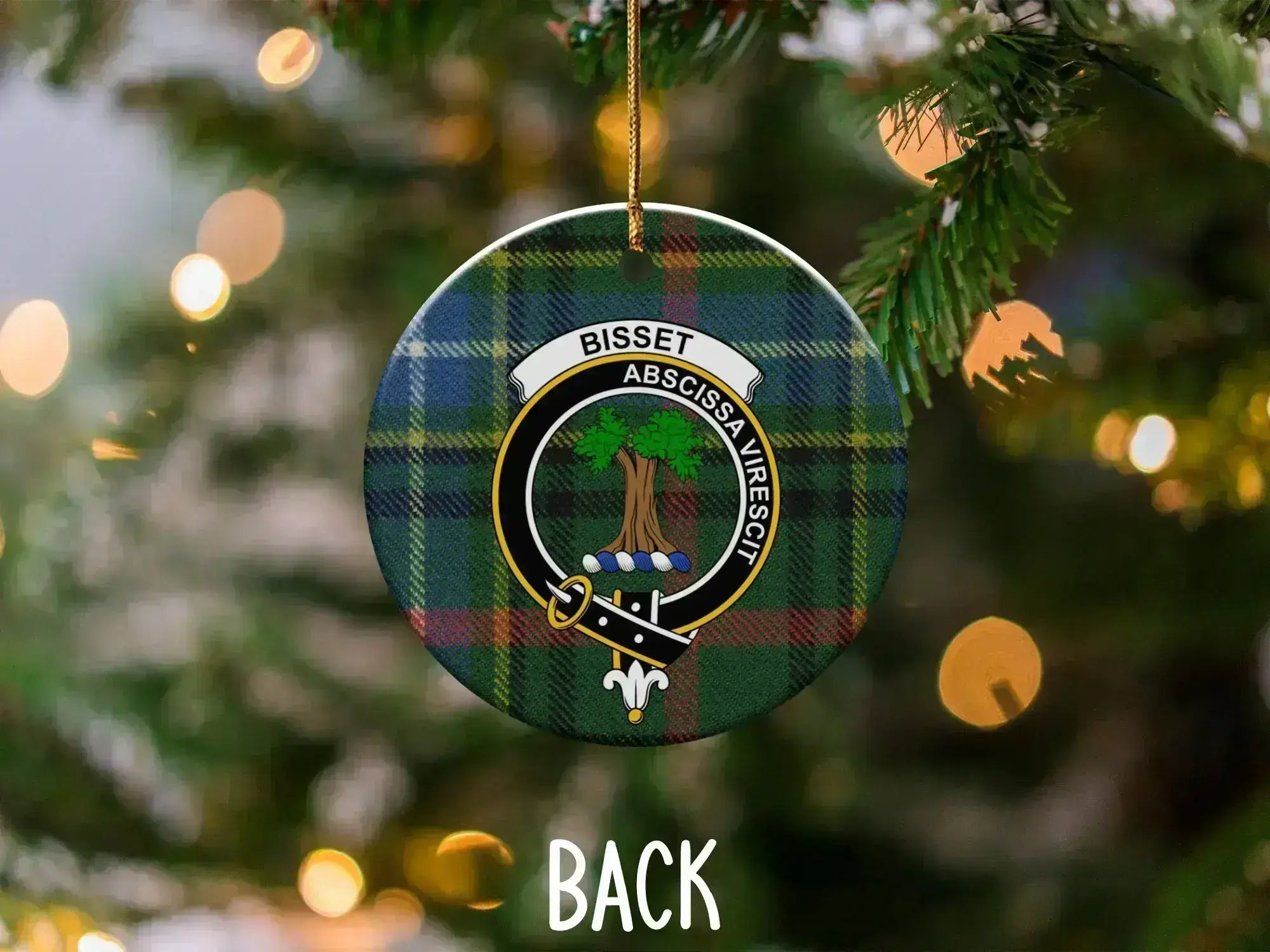 Personalized Bisset Family Crest Tartan Ceramic Ornament product