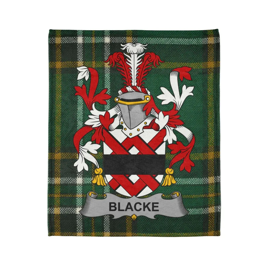 Personalized Family Crest Custom Blacke Tartan Blanket