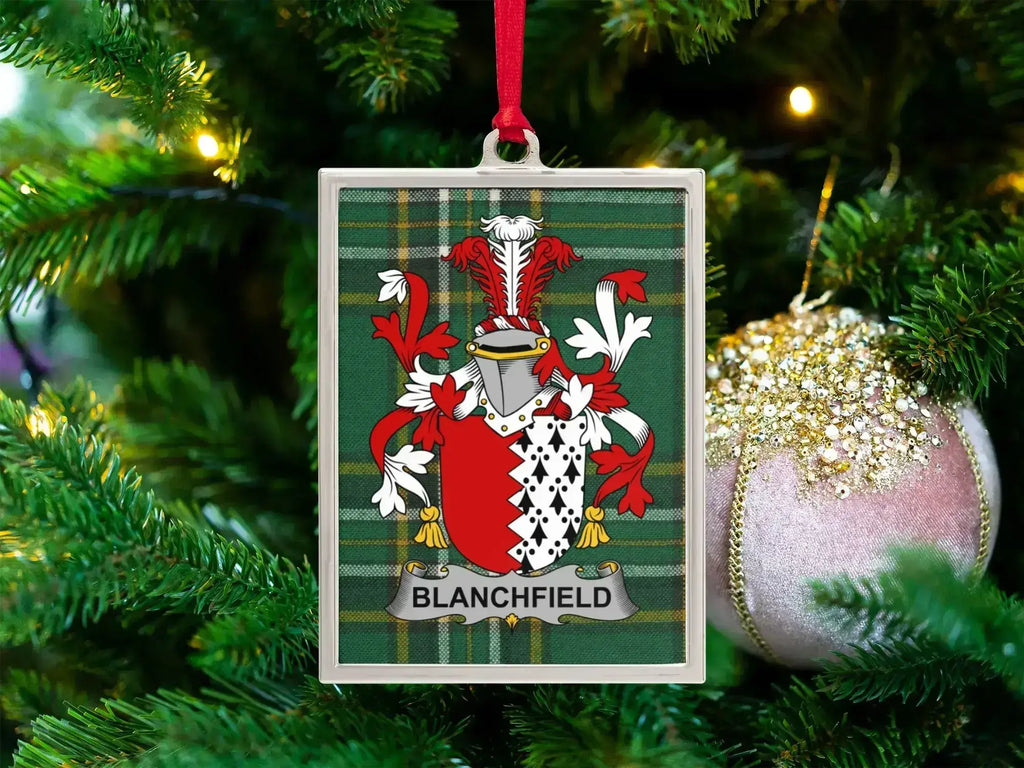 Blanchfield Family Crest Plaid Tree Ornament product