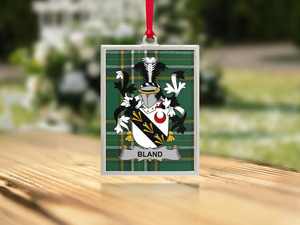 Bland Family Crest Striped Rectangular Holiday Ornament product