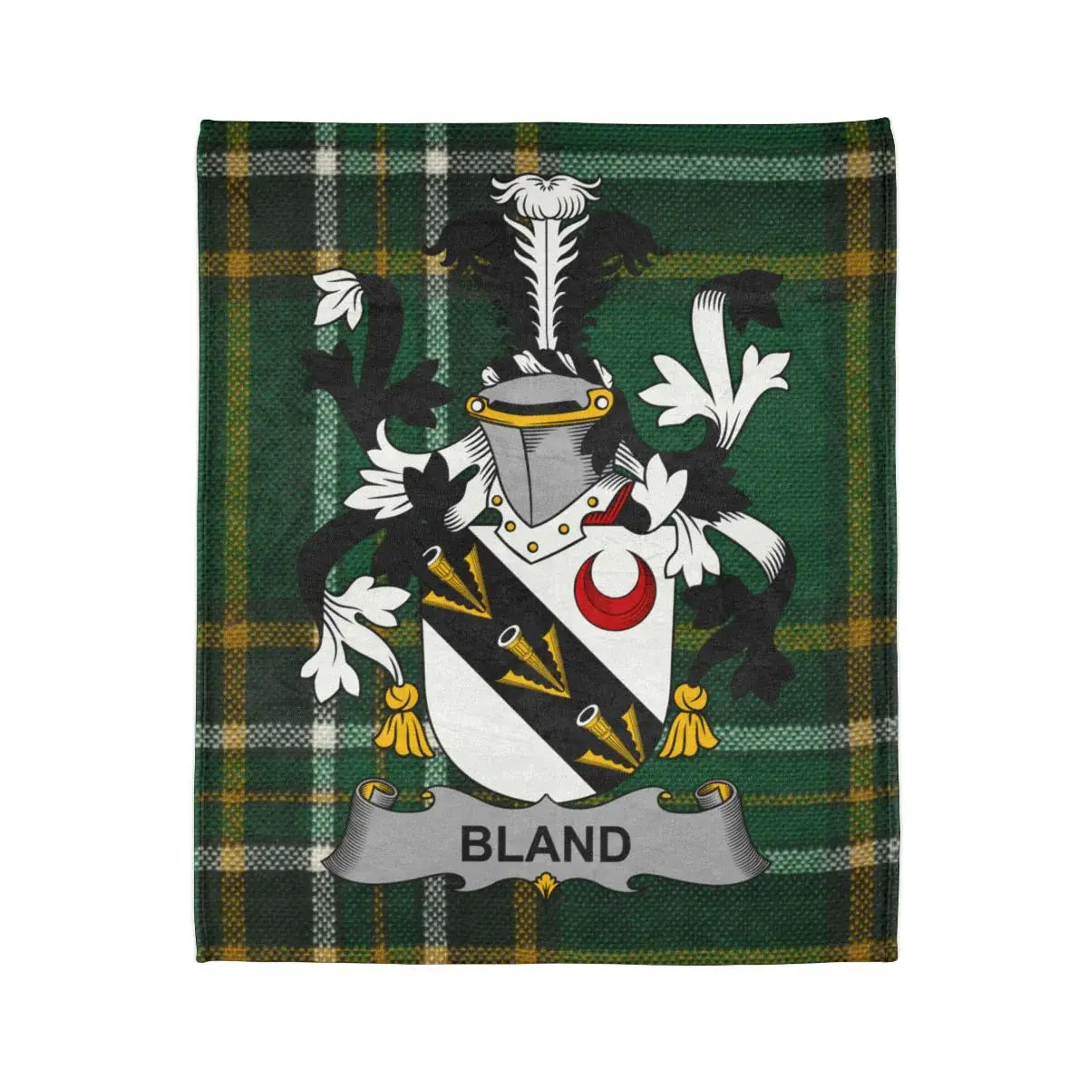 Bland Family Crest with Tartan Background Blanket