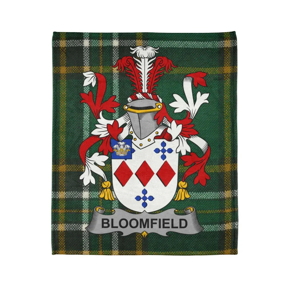 Bold Bloomfield Family Crest Plaid Tartan Blanket