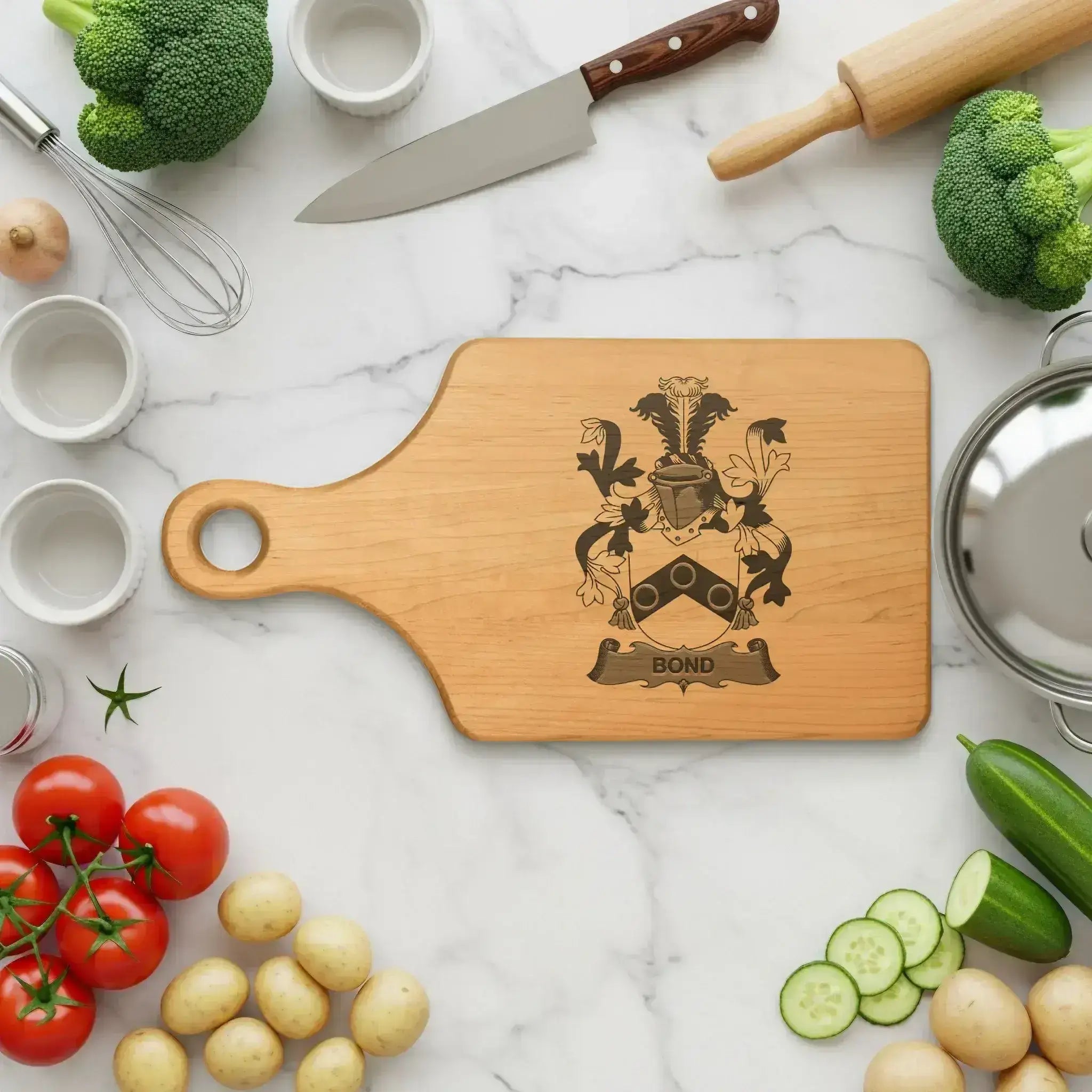 Custom Family Crest Engraved Personalized Cutting Board product