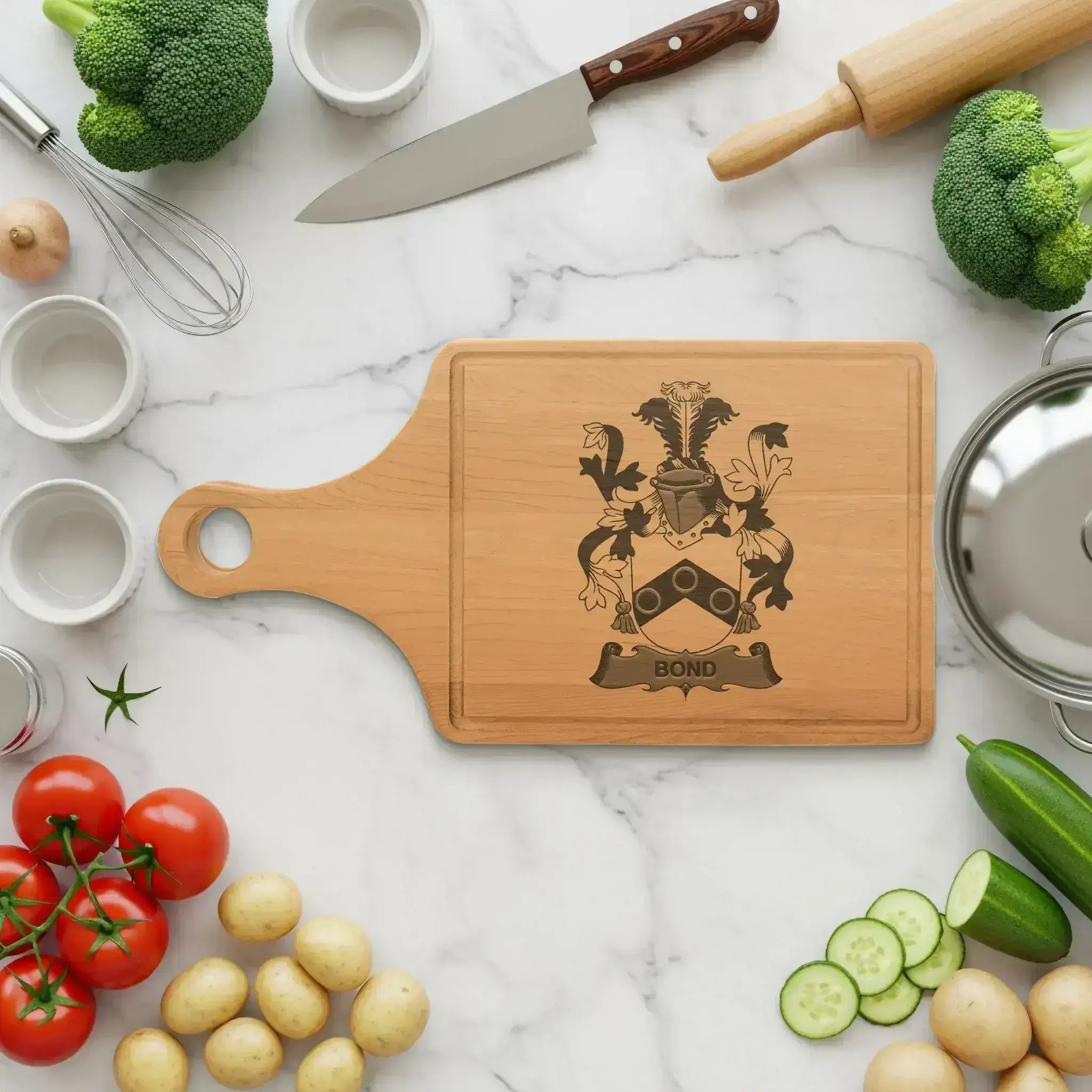 Custom Engraved Family Crest Cutting Board product type