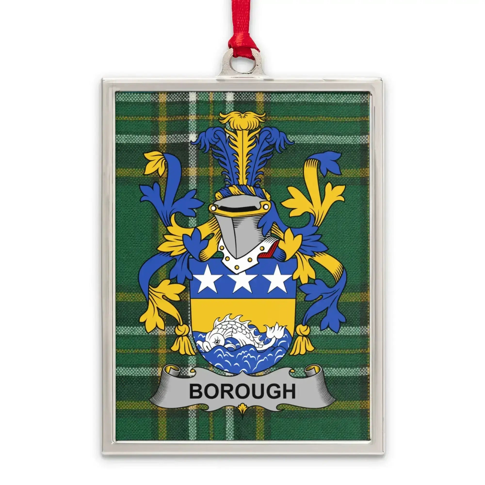 Borough Family Crest Tartan Background Ornament product type