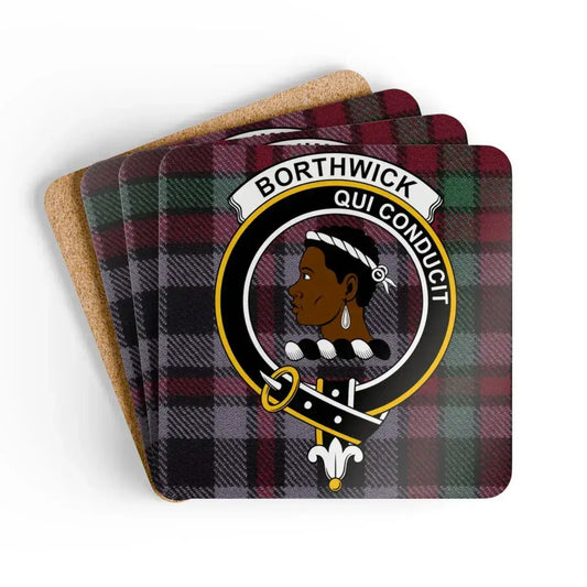 Borthwick Clan Crest Tartan Background Coaster product