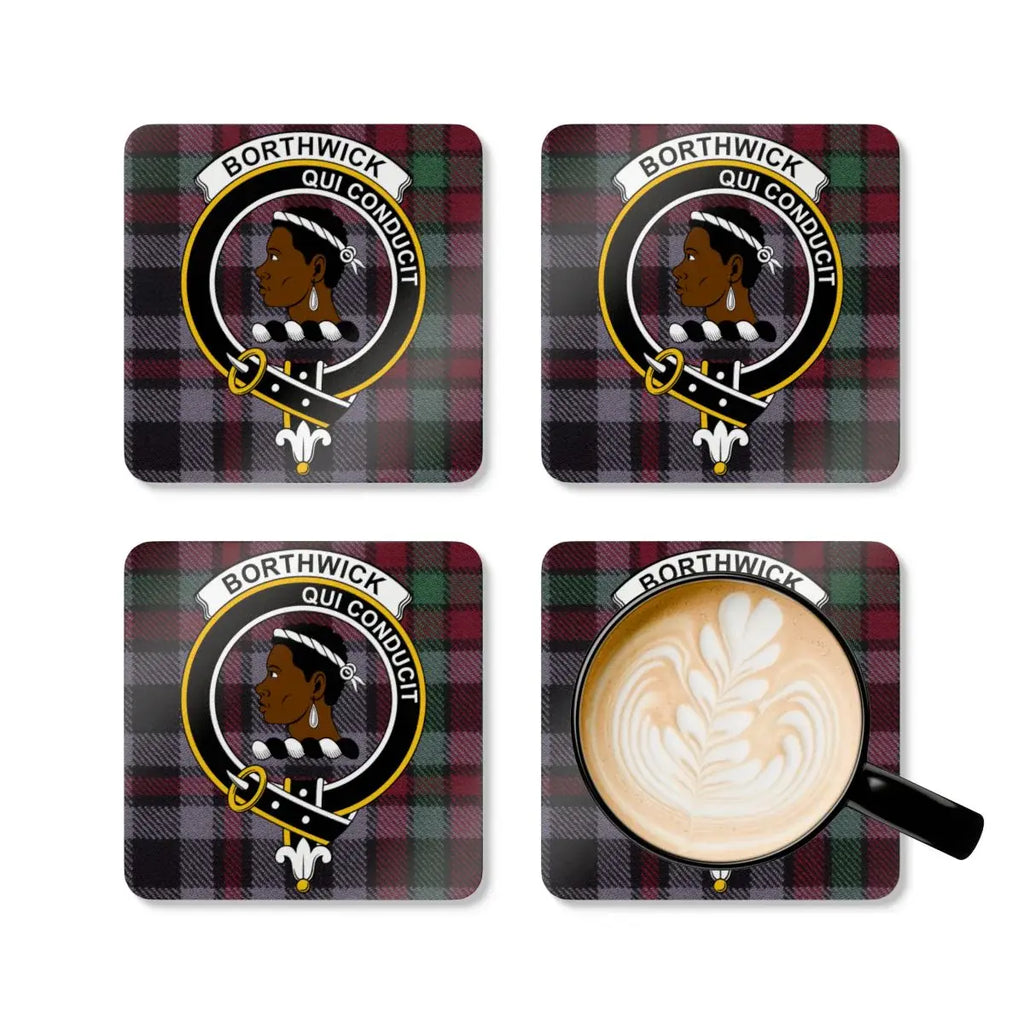 Borthwick Clan Crest Tartan Coasters Set drink product