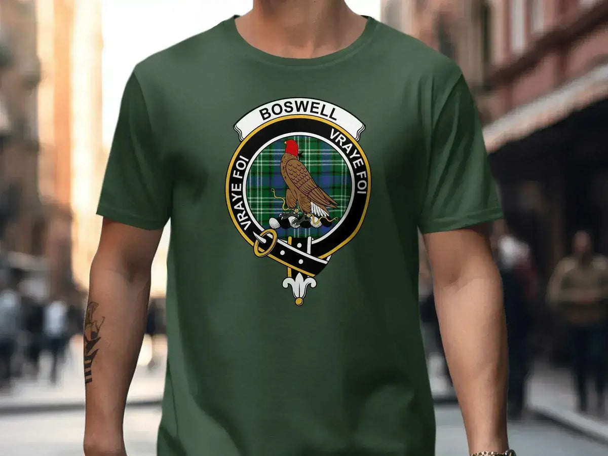 Boswell t-shirt & sweatshirt with clan crest design — detail view