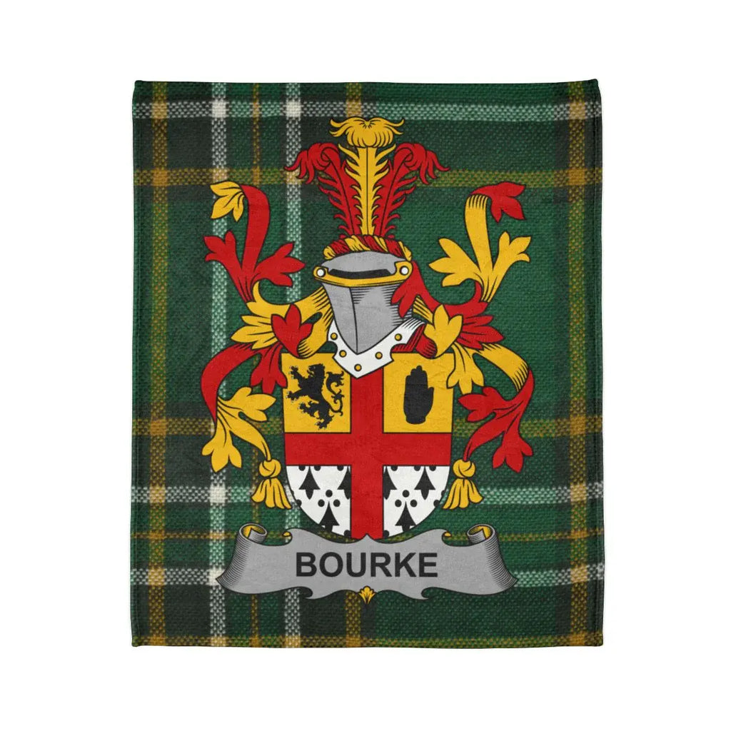 Bourke Tartan Clan Crest Badge Blanket