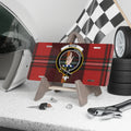 Boyd clan crest novelty license plate — 12x6 aluminium with red-green tartan and Confido design