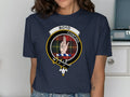 Boyd tartan tee in royal blue — clan crest on chest, unisex cotton fit
