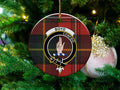 Boyd clan tartan ceramic ornament — 3-inch round glossy disc with red-green clan crest