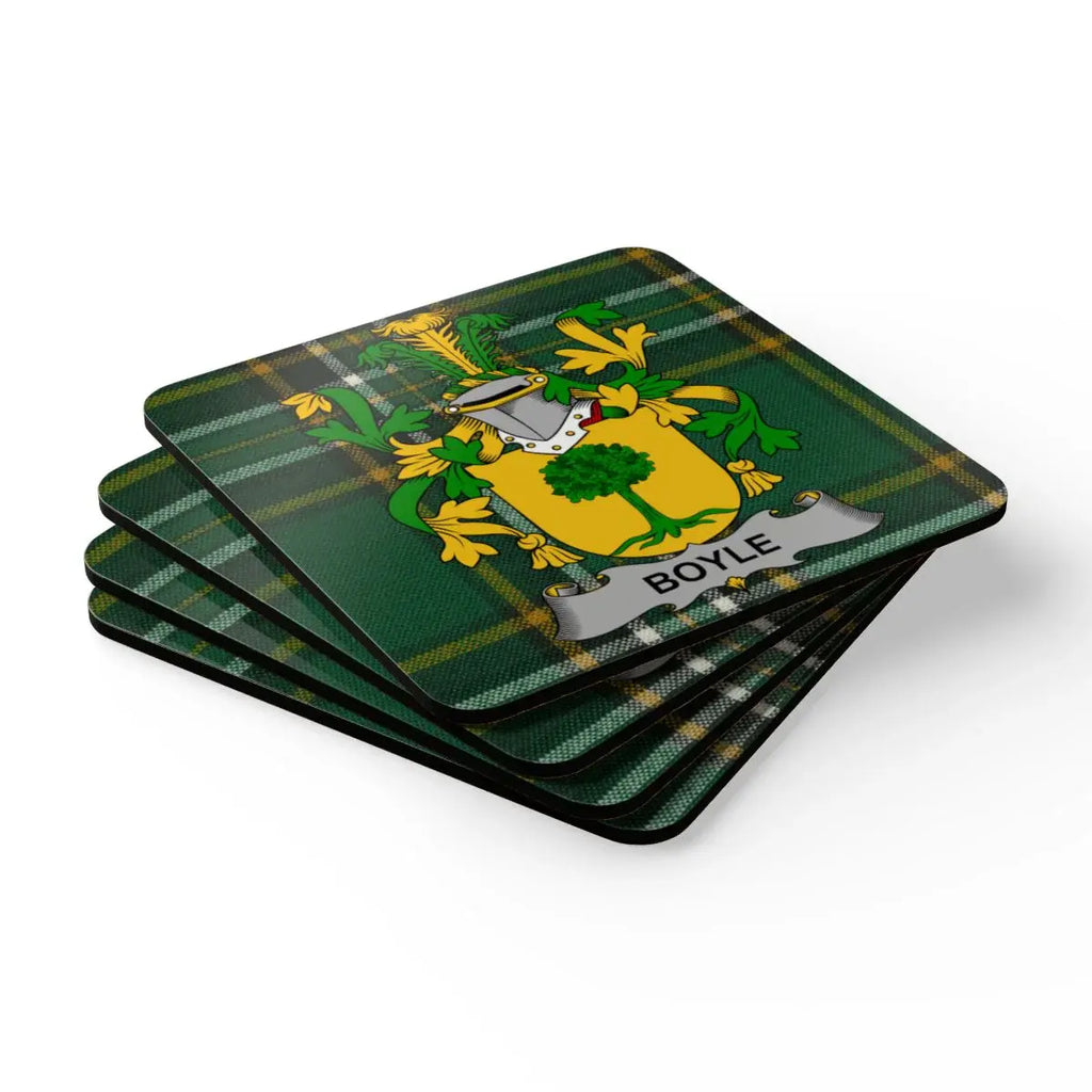 Boyle Family Crest Design Tartan Style Coaster product type