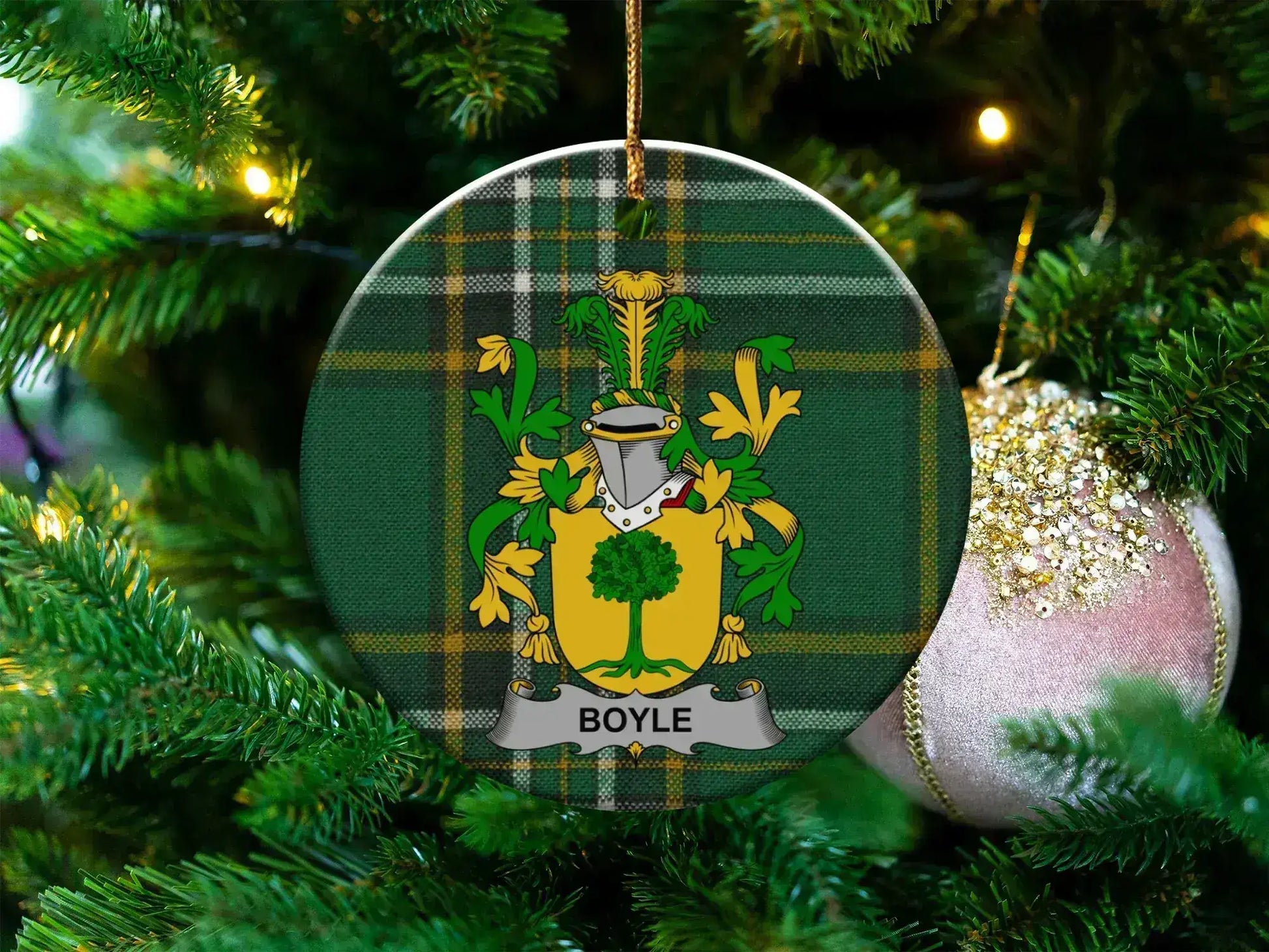 Personalized Boyle Coat of Arms Christmas Ornament product type