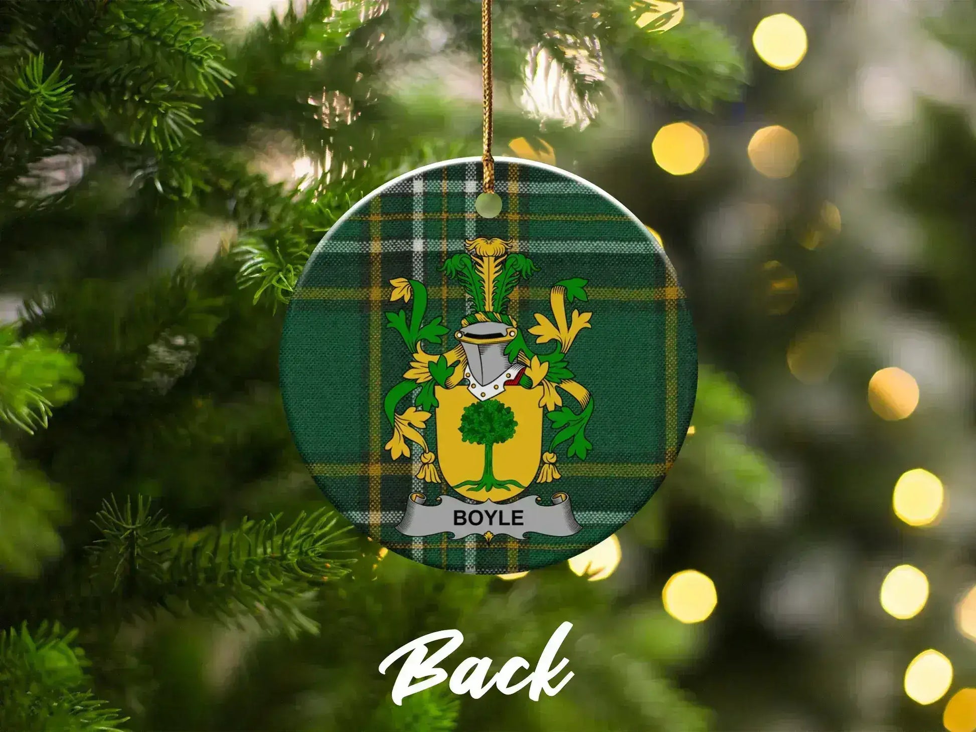 Family Crest Green Plaid Design Christmas Ornament product