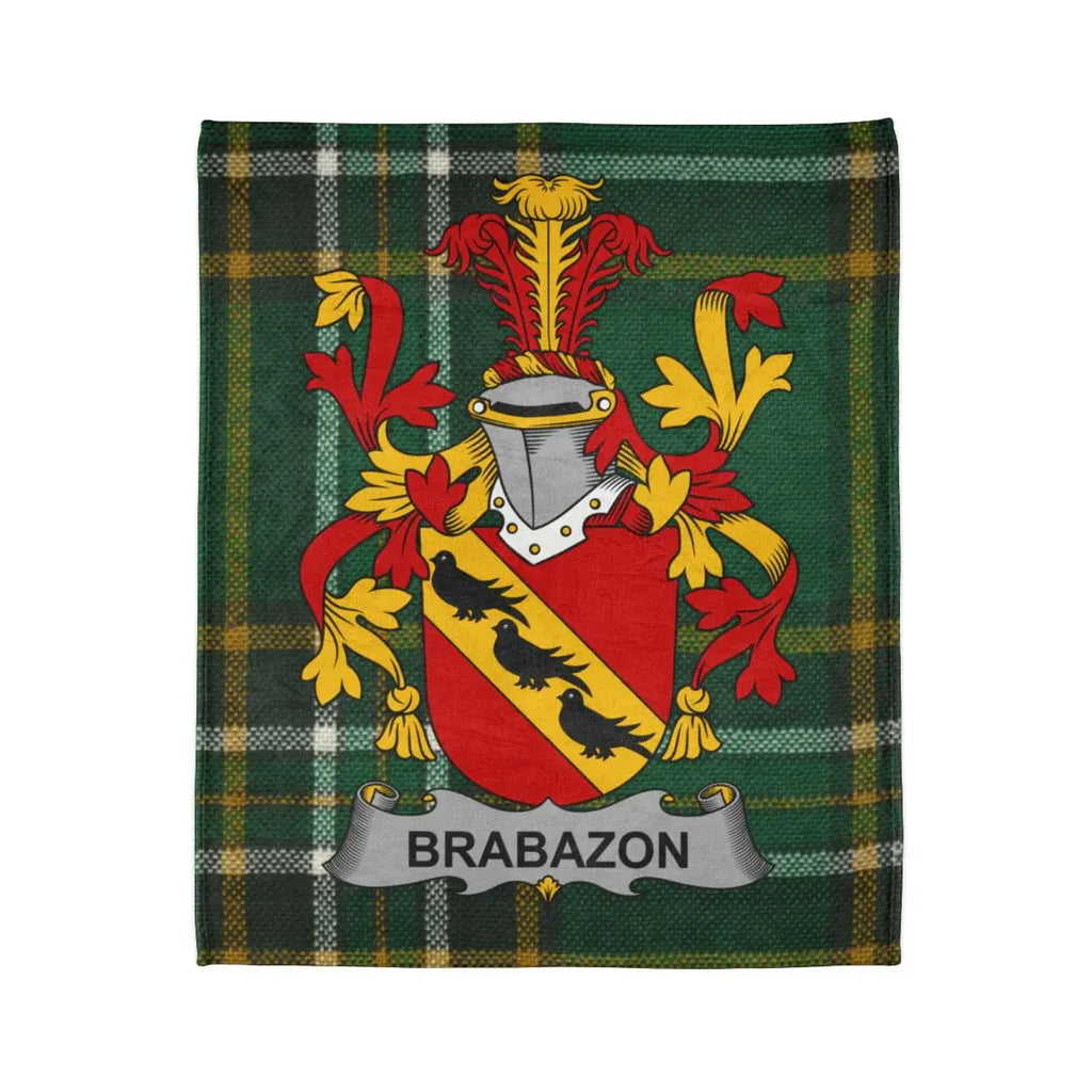 Brabazon Family Crest Tartan Design Throw Blanket