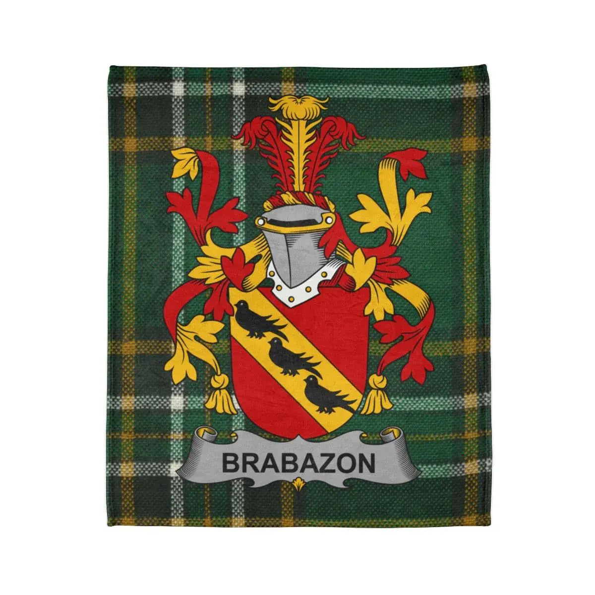 Brabazon Family Crest Tartan Design Throw Blanket