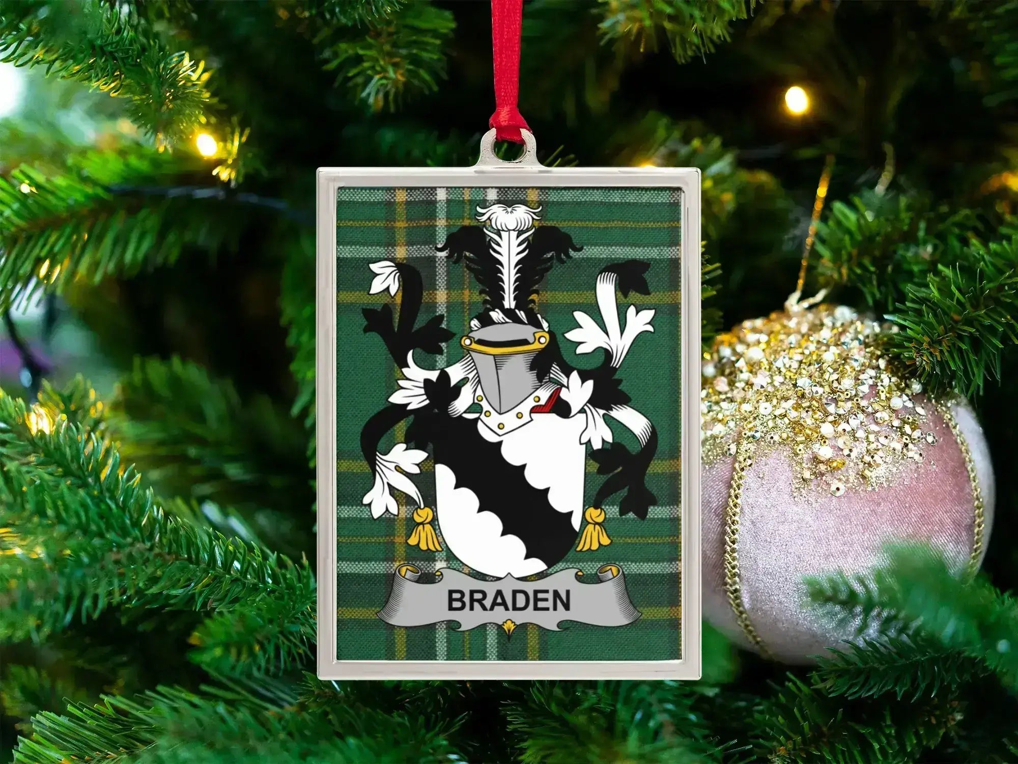 Braden Family Crest Christmas Tree Hanging product