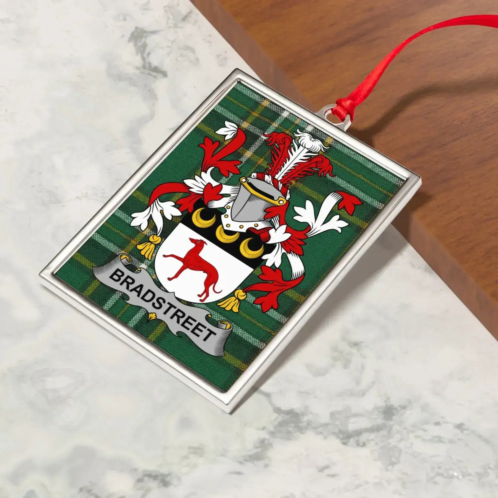 Family Crest Design Engraved Rectangular Ornament product type