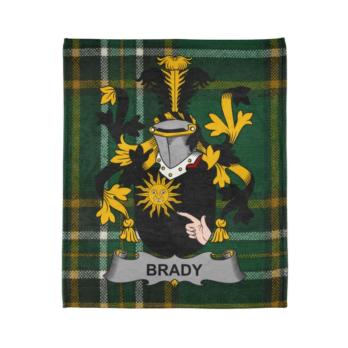 Bold Green Plaid Design with Family Crest Blanket
