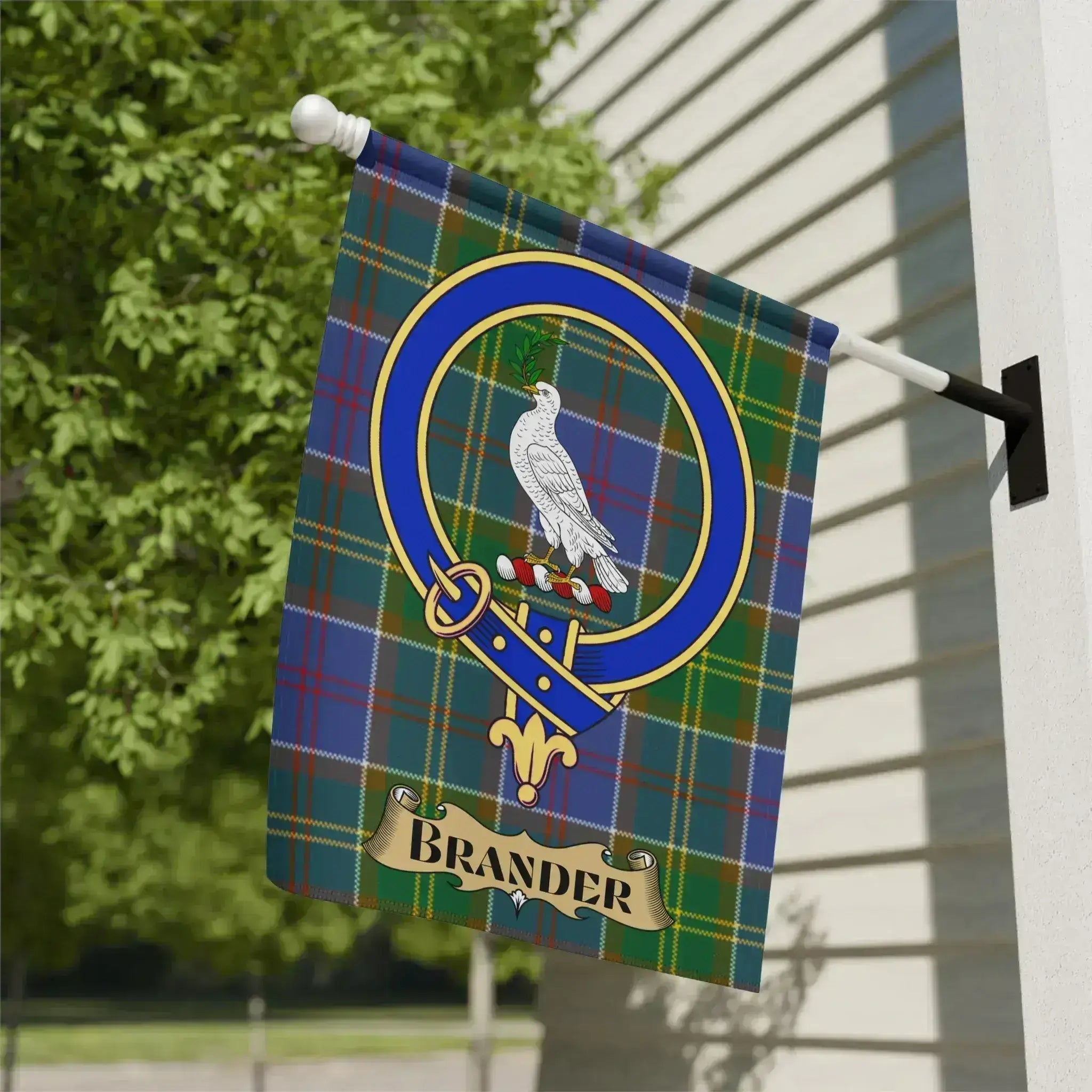 Brander Plaid Flag with Family Crest product