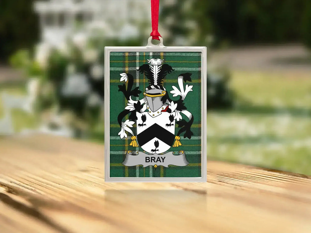 Bray Family Crest Plaid Background Ornament product