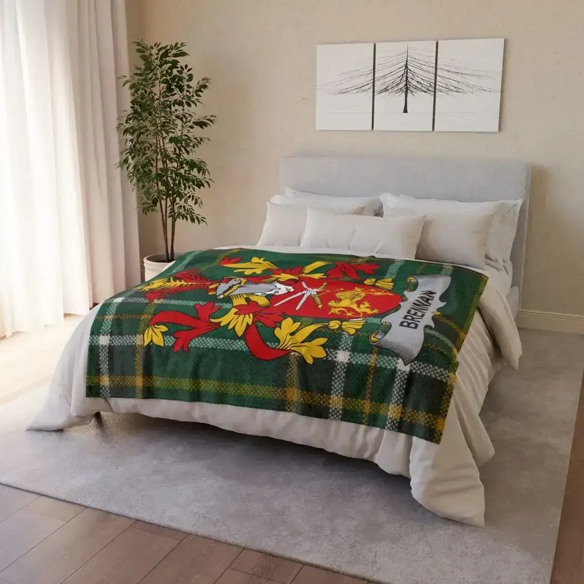 Large Soft Cozy Blanket with Colorful Coat of Arms Design