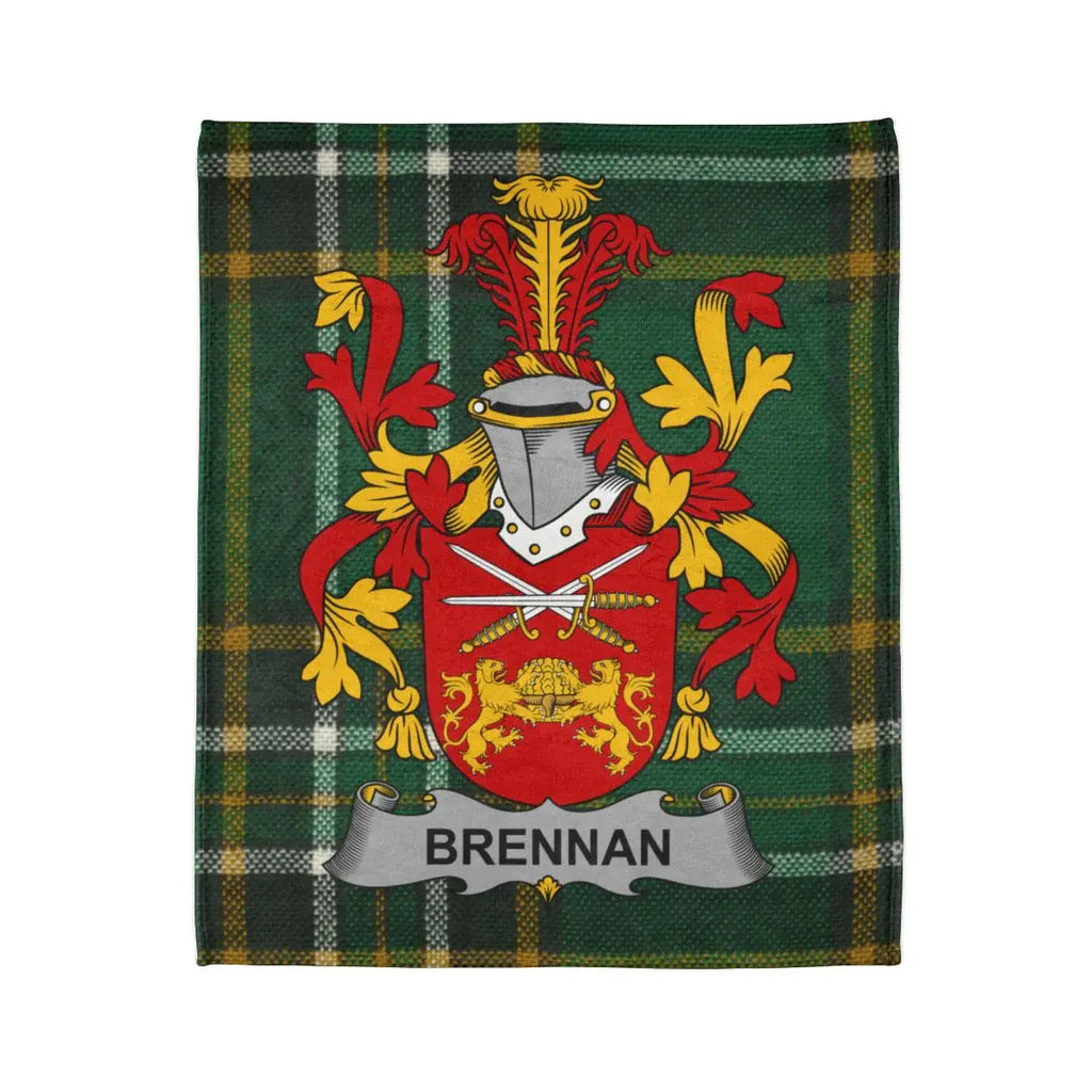 Brennan Family Crest Tartan Blanket Throw